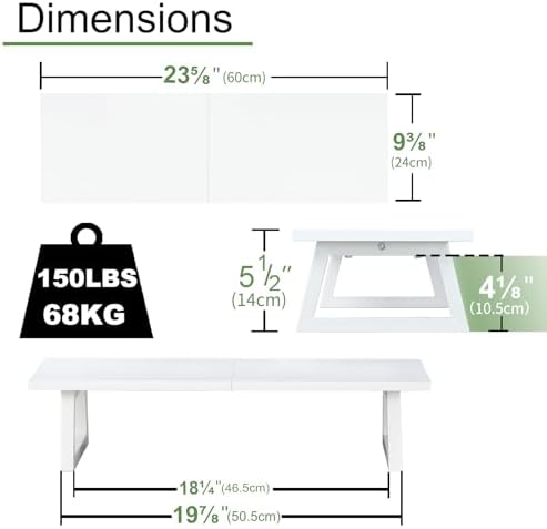 TEAMIX 24 inch Monitor Riser for Desk, Wood & Steel Computer/TV Stand White