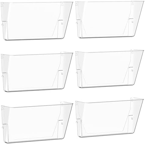 Gawerk Clear Acrylic Single Pocket, Plastic Hanging Wall Mount File Holder for Office Home (Clear, 6 Pack)
