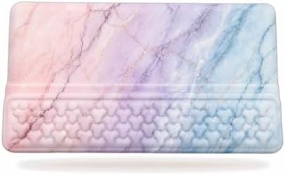 Ergonomic Keyboard Wrist Rest Pad, Thick Memory Foam with 7° & 13.3° Dual Angle Support, Pink Purple Marble Desk Decor for Office & Gaming, Honeycomb Massage Bumps for Carpal Tunnel Relief