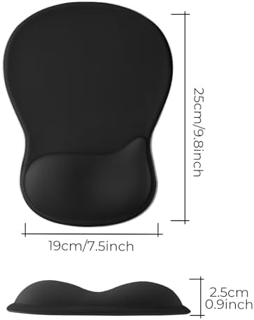 Gel Wrist Rest Mouse Pad, Ergonomic Mousepad with Wrist Support, Relieve Wrist Pain, Gaming Mousepad with Concave Design Cushion & Non-Slip PU Base, for Home Office Laptop Computer, Black