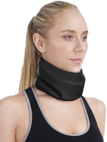 Neck Brace for Sleeping - Cervical Collar Relief Neck Pain and Neck Support Soft Foam Wraps Keep Vertebrae Stable for Relief of Cervical Spine Pressure for Women & Men Jet Black Medium Size