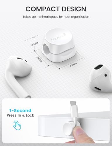 Lamicall 8 Pack Cord Organizer, [1s Lock] Cable Management Clips for Desk