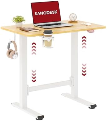 SANODESK 32''x20'' Gas-Spring Lifting Mobile One-Piece Standing Desk