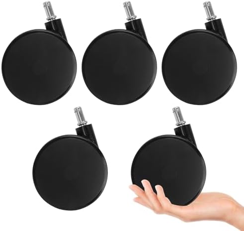 5 Pcs 4'' Extra Large Chair Wheels for Carpet, Large Office Chair Wheels, Heavy Duty Office Twin Chair Casters Replacement 7/16 x 7/8 Grip Ring for Furniture Hardwood Floor Computer Desks