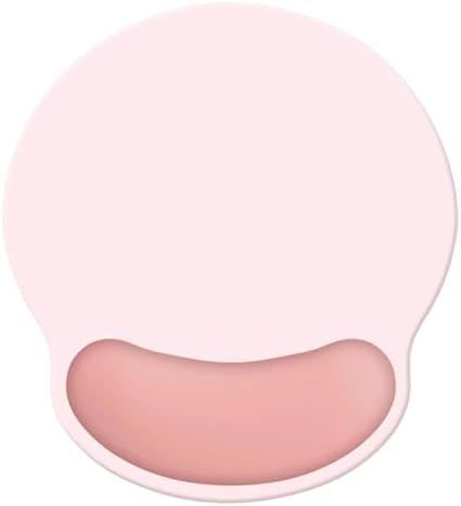 Wrist Rest Support Mouse Pad,Ergonomic Memory Foam Mouse Mat 9x10in Non-Slip Rubber Base Pain Relief Mousepad for Computer, Laptop(Loverly Pink Foam)