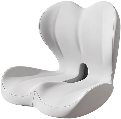 Orthopedic Cushion L-Shaped Memory Foam Seat Cushion, Ergonomic Office Chair Cushion with Lumbar Support for Desk, Car, Wheelchair (C-Light Grey)