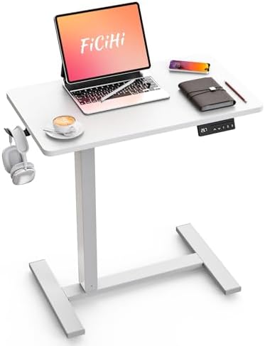 FiCiHi 28 Inch Small Electric Standing Desk, Adjustable Mobile Laptop Desk