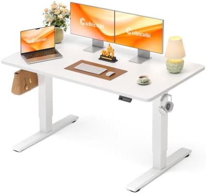 CubiCubi Electric Height Adjustable Standing Desk 55x28 Inch, White