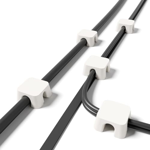 Magnetic Cable Organizer – Desktop Multipurpose Cord Keeper & Cable Management Clip for Home & Office (White Block 20Pcs)
