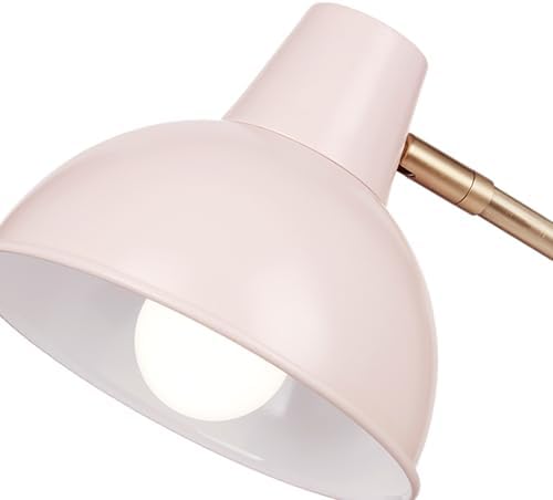 Globe Electric 67339 16 Inch Pink Desk Lamp with Gold Arm, in-Line On/Off Switch, Reading Light, Ideal for Bedroom, Dorm and Office