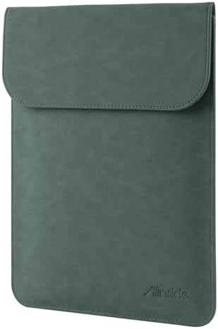 Allinside 13 inch Laptop Sleeve Case for MacBook Neo A18 Pro/MacBook Air 13 2018-2026/MacBook Pro 13 2016-2022, Waterproof PU Suede Leather Laptop Sleeve Bag Protective Vertical Case Cover, Dark Green