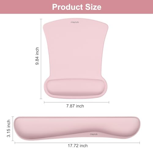 MOSISO Wrist Rest Support for Mouse Pad & Keyboard Set, Pink