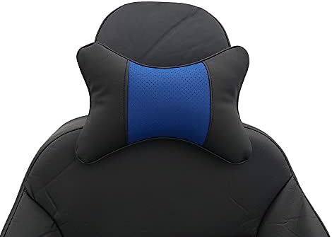 Car Neck Pillows 2pcs Pack Car Headrest Pillow Pu Leather Car Cervical Pillows for Traveling Car Pillows Filled By Fiber (Black) (Black Blue)