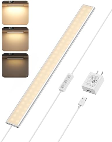 ASOKO Under Cabinet Lights, Upgrade 16inch LED Closet Light with Dimmable 3000K Warm White and Memory Function, Plug-in Under Counter Lights for Kitchen/Desk/Shelf/Workbench/Display Case/Room