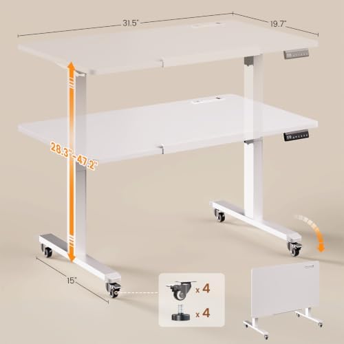 SEDETA 31.5 Inches Electric Standing Desk, 180° Tiltable Mobile Rising