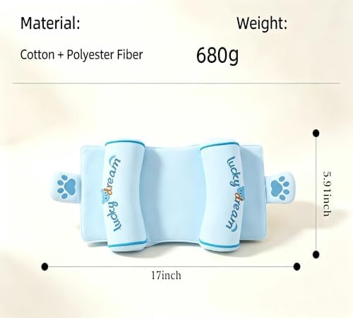 Adjustable Head Neck Support Pillow, Hypoallergenic Breathable Cushion for Rest, Blue Style with Side Ear Panels