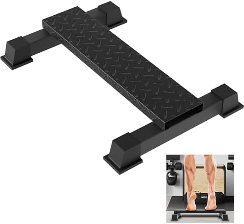 Calf Raise Block, Heavy-Duty Steel Calf Trainer, Multifunctional Standing Calf Workout Bar for Calf Stretch, Squat, and Lower Body Exercises, Anti-Slip Solid Platform Perfect for Home Gym