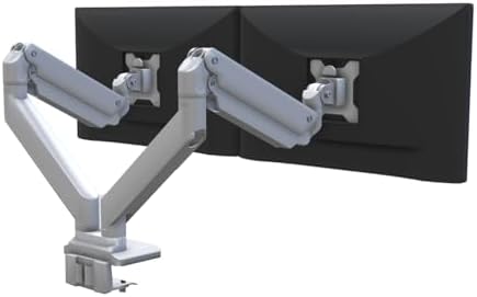 UPLIFT DESK Crestview Dual Monitor Arm - Gas Spring Monitor Mount, Fits 13-35” Inch Displays, VESA Compatible, Clamp or Grommet Installation, Fits Standing Desks & Vertical Options (Gray)
