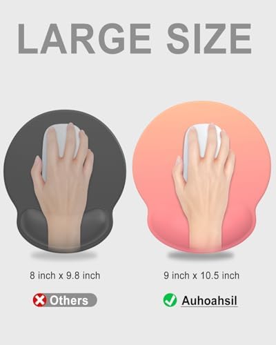 Auhoahsil Mouse Pad, Ergonomic Mouse Pad with Wrist Rest, Pain Relief Computer Gel Mouse Pad Wrist Support for Laptop, Mousepad with Non-Slip PU Base, Mouse Pads for Desk, Pink Gradient