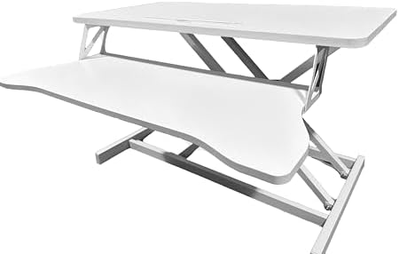 32" Standing Desk Converter, Height Adjustable Sit to Stand Riser with Wide Keyboard Tray, Dual Monitor and Laptop Workstation for Home Office