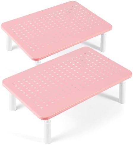 2 Pack Monitor Riser Desktop Stand Flat Screen TV Monitor Stand Pink