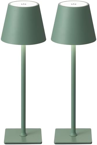 KDG 2 Pack Cordless Green Table Lamps, Rechargeable Portable LED Desk Lamps