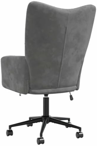 Velvet Relaxing Chair. Office Desk Seating. Dark Gray Swivel