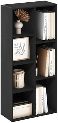 Furinno LUDER Book Shelf, 7-Cube Bookshelf, Bookcase with Open Shelves, 9.4 x 19.5 x 41.7, Easy Assembly, for Living Room, Bedroom, Home Office, Blackwood