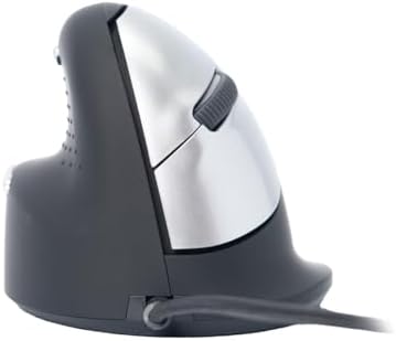 R-Go HE Vertical Ergonomic Mouse, for Left Handed, with Break Software, USB-C/A Wired, Prevents Tennis Elbow/Mouse Arm RSI, Silent Click, 5 Buttons, Compatible Windows/Mac OS, Black/Silver