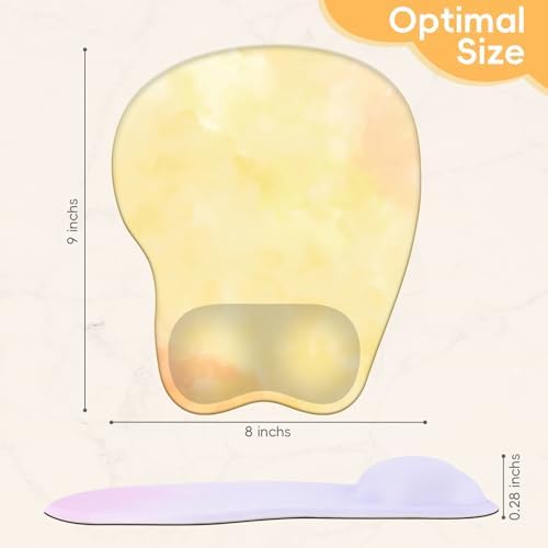 Mouse Pad with Wrist Rest Ergonomic Mouse Pad with Comfortable M-Shape Pain Relief Wrist Support Non-Slip PU Base Mousepad for Laptop, Office & Home (Lemon Yellow)