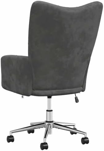 Velvet Office Chair, Adjustable Height Swivel Desk Seat, Dark