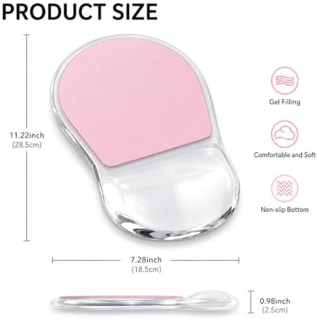 Cute Pink Gel Mouse Pad with Wrist Support, Ergonomic Cooling Wrist Pad