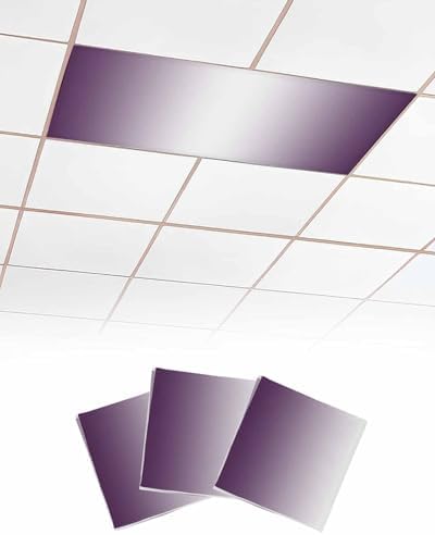 Dark Purple White Magnetic Fluorescent Light Covers for Ceiling Lights 2 x 4 Feet,Abstract Ombre Geometric Minimalist Office Classroom Kitchen Drop Ceiling Light Covers Lighting Filters Shade 3 Packs