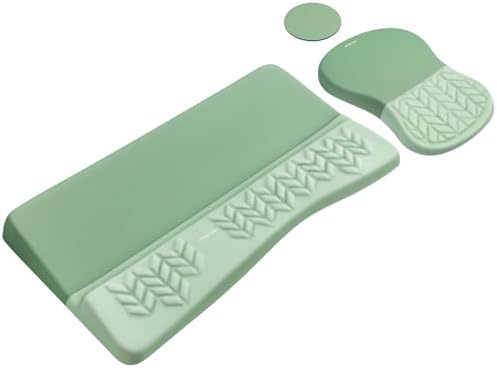 MOSISO 3 PCS Ergonomic Wrist Rest with Keyboard Stand Set, Antique Green