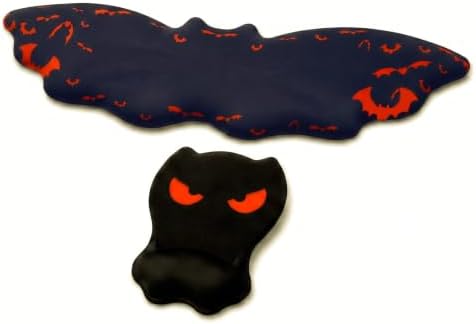 Ergonomic Keyboard and Mouse Wrist Rest 2 in 1 Set, Red Orange Bats