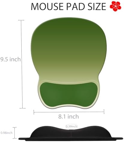 Ergonomic Mouse Pad with Wrist Rest, Comfortable Gel Concave Mouse Pad with Non-Slip Base, Pain Relief Mouse Pads with Smooth Wrist Support for Office & Home (Gradient Green)