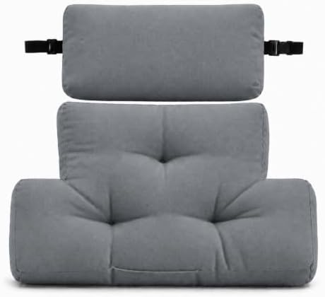 2 Piece Neck Pillow and Lumbar Support Back Cushion Set for Recliner, Gray