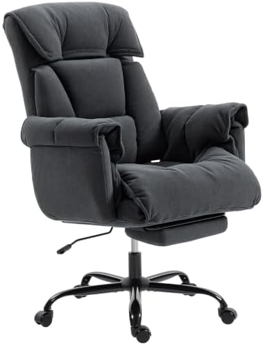 HOMCOM Executive Office Chair Comfy with Foot Rest Reclining Dark Gray