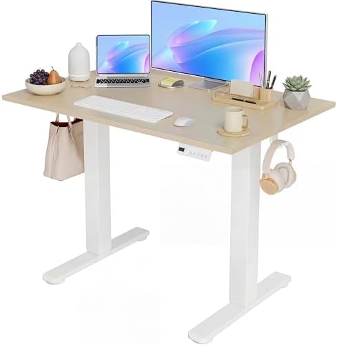 YDN Electric Standing Desk, 40x24 Inch, Nature