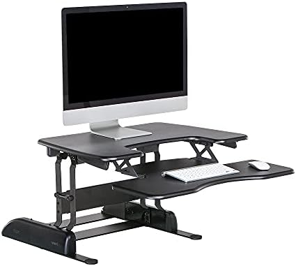 Vari VariDesk Pro Plus 30 Height Adjustable Standing Desk Converter for Home Office - Sit to Stand Desk with 11 Height Settings, Spring-Assisted Lift, and Weighted Base - Fully Assembled, Black