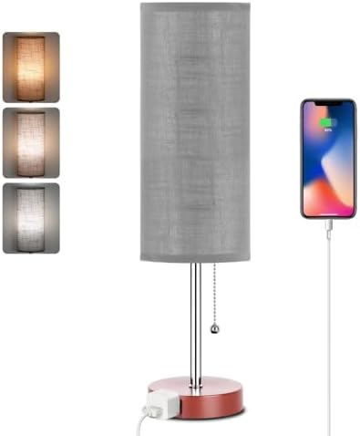 Dott Arts 18" Table Lamp for Bedroom, 3-Color Bedside Lamps with Pull Chain
