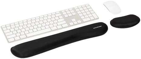 Mind Reader Ergonomic Keyboard and Mouse Wrist Rest Set, Gaming Accessory, Memory Foam, 16.75" L x 3" W x 0.75" H, 2 pcs, Black