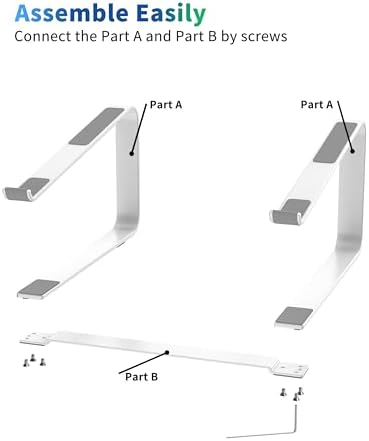 SOUNDANCE Laptop Stand for Desk, Metal Riser, Fits 12-17.3 Inch, White