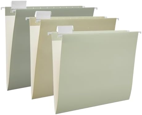 6 Pack Hanging Folder File Cabinet Organizer Letter Size 1/5 Cut Adjustable Label Decoration Home Office School Classroom, Green