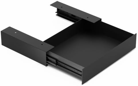 Under Desk Drawer with Gap-Free Side-by-Side Design, Hidden Handle Pull-Out Organizer for Office Desk (Black, Steel, 1-Pack)