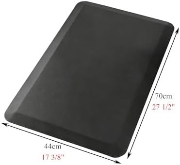 Anti Fatigue Mat for Standing Desk Office, Cushioned Floor Mat Non Slip Waterproof, Garage Mat for Kitchen/Office/Laundry Room/Workstation(Black,44x70cm (17 3/8 x 27 1/2"))