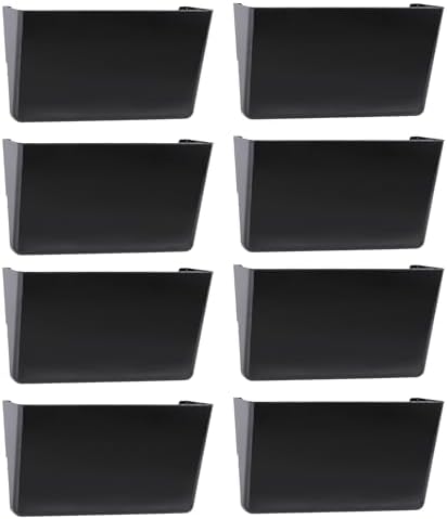 EASEPRES 8 Pack Black Plastic Single Pocket Hanging File Organizer, Wall Mount Paper Mails Magazines Holder, Mounted Folder Bins for Office School and Home, 12.99x4.13x7.48 inches