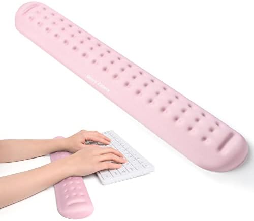 UnivoColors Pink Superfine Memory Foam Keyboard Wrist Rest Soft Gel Ergonomic Wrist Support Pad for Computer, Laptop, Office, Gaming, Typing