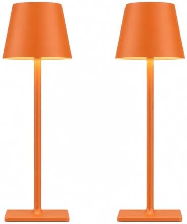 Yogaret Orange Cordless Table Lamp Set of 2-3 Way and Stepless Dimmable - for Restaurant Dining Bedroom Home Bar