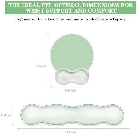 Gel Wrist Rest for Keyboard and Mouse Pad Set - Clear Green